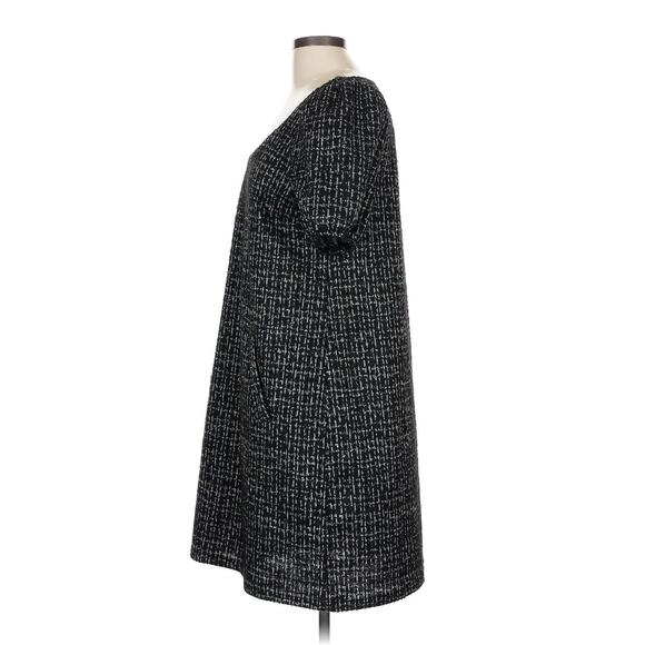 Loft Large Dress Sheath Midi Short Sleeve Black Silver Thread NWT - Picture 4 of 6